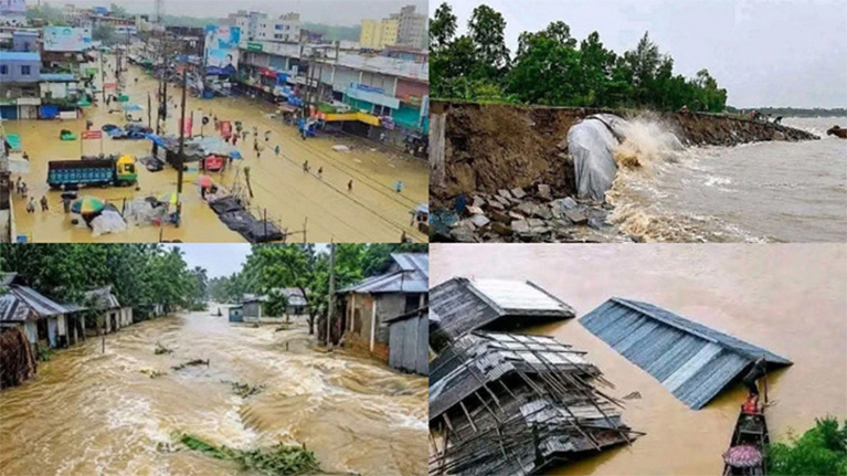দেশের সাত জেলায় বন্যা ও পাহাড়ধসে নিহত বেড়ে ৫৭