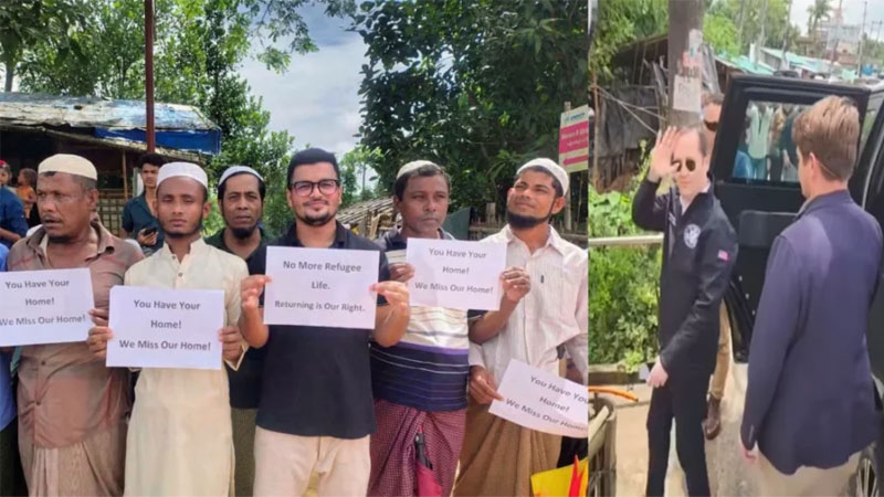 উখিয়া ক্যাম্পে মার্কিন বিশেষ দূত: দ্রুত প্রত্যাবাসনের দাবিতে সোচ্চার রোহিঙ্গারা