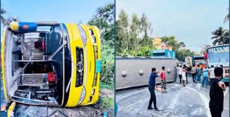 চট্টগ্রাম-কক্সবাজার মহাসড়কে সৌদিয়া পরিবহনের বাস উল্টে আহত ২০