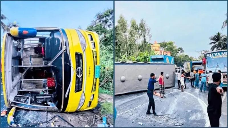 চট্টগ্রাম-কক্সবাজার মহাসড়কে সৌদিয়া পরিবহনের বাস উল্টে আহত ২০